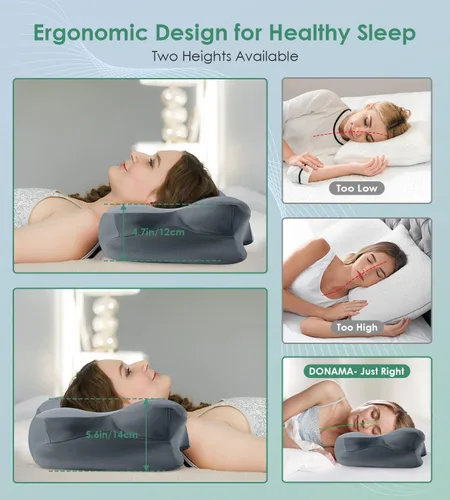 Miniatura 3 de DONAMA - Almohada cervical para dormir, almohada de espuma viscoelástica contorneada para soporte de cuello y hombros, almohada ergonómica