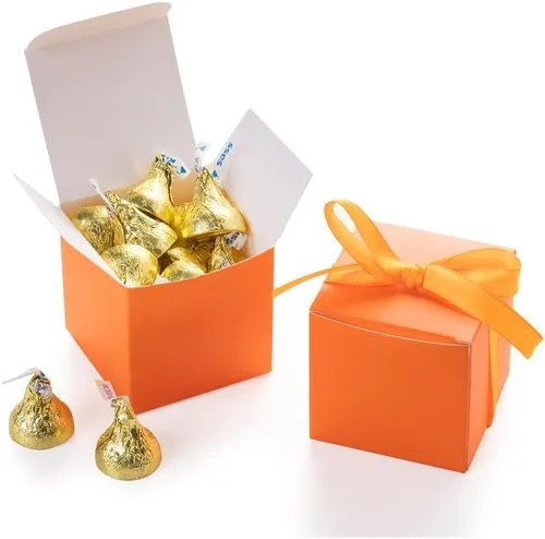 Miniatura 14 de AWELL Caja de dulces de regalo rosa a granel de 2 x 2 x 2 pulgadas con cinta rosa caja de favor de fiesta, paquete de 50 Caja rosa con cinta rosa