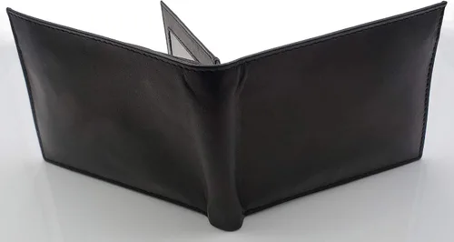 Miniatura 7 de AG Wallets Billetera plegable para hombre, piel de vaca real, 2 solapas centrales de identificación, 2 compartimentos para billetes