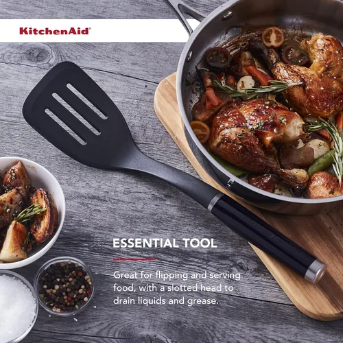 Miniatura 5 de KitchenAid Espátula ranurada clásica de nailon, 13.66 pulgadas, color negro