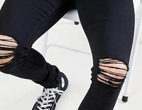 Miniatura 4 de HUNGSON Pantalones de mezclilla ajustados y rasgados para hombre