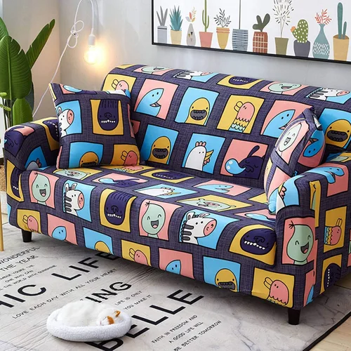 Miniatura 17 de IMYOGI Funda de sofá de alta elasticidad estampada, funda de elastano elástica para sofá de esquina, lavable para 3 cojines, protector de muebles