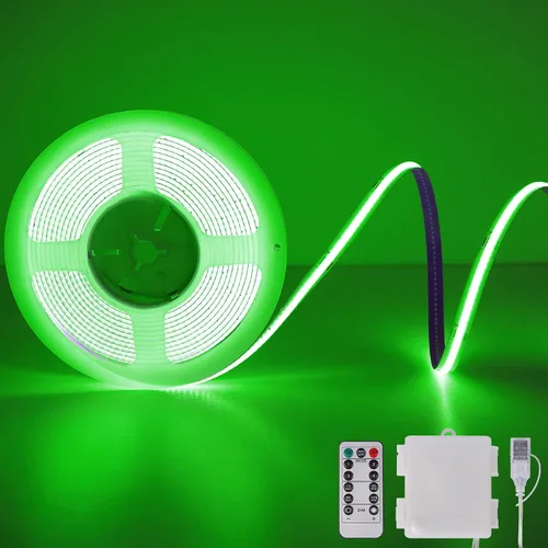 Miniatura 14 de OMIKA Tira de luces LED COB RGB de 6.6 pies, funciona con pilas, control remoto, regulable, cambio de color, tira de luces LED de batería, cortables
