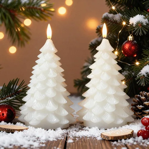 LUSHARBOR Velas sin llama con temporizador remoto, paquete de 2 velas LED que funcionan con pilas, velas LED de cera real, decoración de Navidad