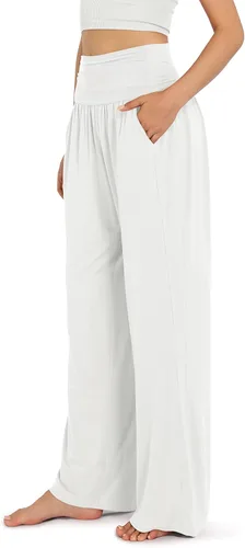 Miniatura 3 de ODODOS Pantalones palazzo de pierna ancha para mujer, con bolsillos, ligeros, holgados, cómodos, casuales, de 22283032 pulgadas de entrepierna