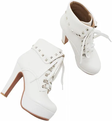 Miniatura 4 de XIEDA Botines de tacón alto con remaches y plataforma gruesa para mujer