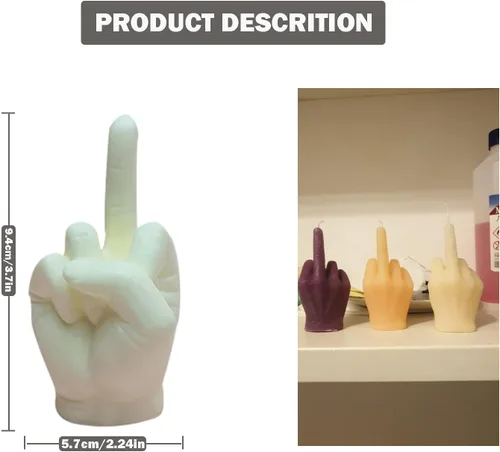Miniatura 2 de Molde de silicona en forma de mano 3D, molde de vela gestual de 3.7 pulgadas, molde de fundición de resina en forma de dedo medio para hacer velas