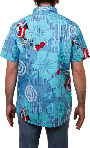 Miniatura 3 de Marvel Camisa con botones para hombre, azulAqua Cap Island, talla S, AzulAqua "Cap Island
