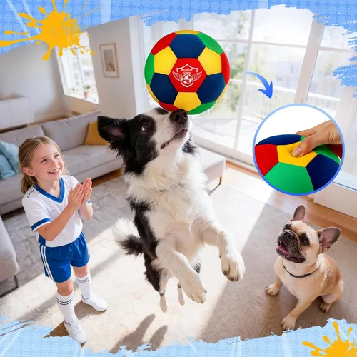 Miniatura 3 de HopeRock Pelota de Fútbol Blanda de Espuma para Interior Tamaño 4 para Niños para Tu Hogar, Ligera Segura y Divertida para Entrenamiento