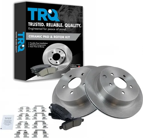 Miniatura 33 de TRQ Kit de rotor de freno trasero y pastillas de cerámica Posi premium compatible con camioneta Chevy GMC