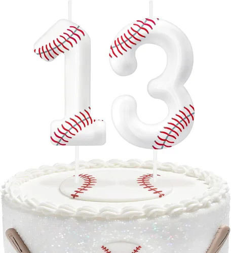 Miniatura 70 de Velas de cumpleaños con el número 0 de béisbol, decoración de pastel con temática de béisbol para niños y niñas, decoraciones de pasteles