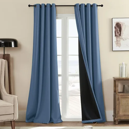Miniatura 61 de Rutterllow - Cortinas 100% opacas, paneles de cortina con ojales, aislamiento térmico y bloqueo de luz para habitación y sala de estar