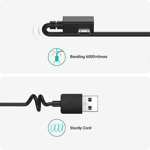 Miniatura 2 de TUSITA Cable de alimentación extra largo (26 pies 26.2 ft), cable extensor micro USB compatible con Garmin Dash Cam Mini 2, tándem