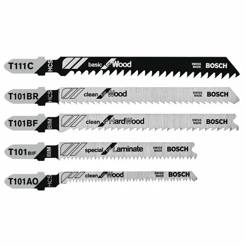 Bosch TPW005 Juego de hojas de sierra caladora con mango en T para Pro-Wood (5 piezas)