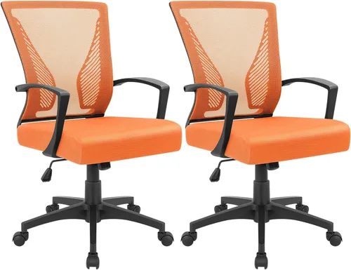 Miniatura 26 de Furmax Silla de oficina ergonómica de escritorio para computadora, silla de malla, respaldo medio, soporte lumbar giratorio con reposabrazos