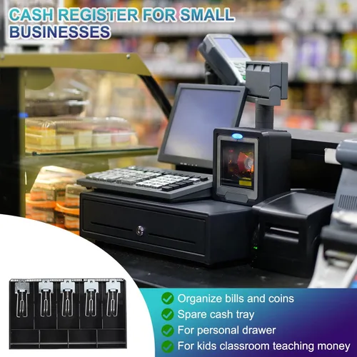 Miniatura 3 de PATIKIL Bandeja de dinero para caja registradora, bandeja de inserción de cajón, organizador portátil de caja de almacenamiento de dinero con clip
