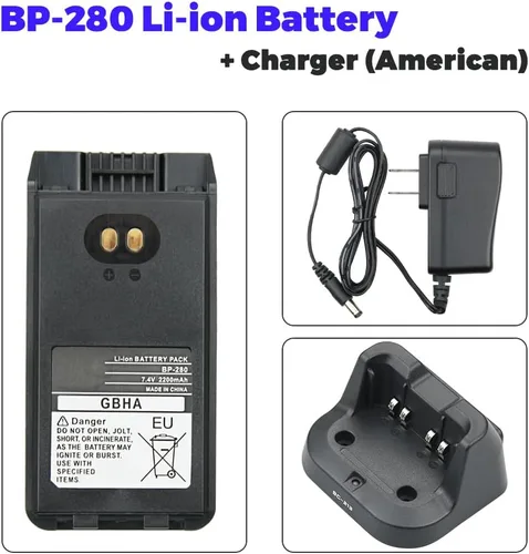 Miniatura 2 de Batería BP-280 de 7.4V 2200mAh con cargador BC-213 para ICOM F1000 F2000 F1100 F1000D F2000D F1000S F2000T F2100D A16 Radios Reemplazo de batería