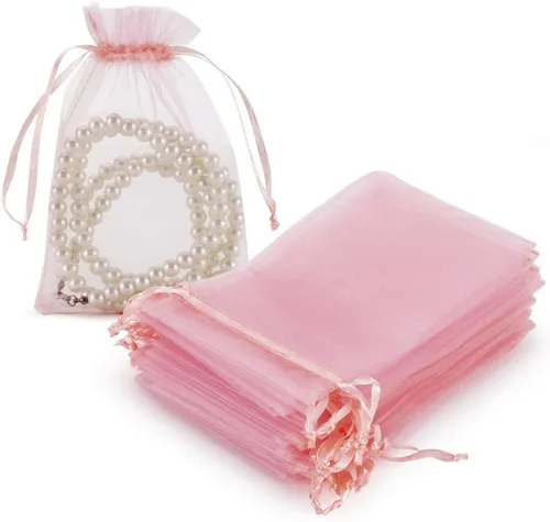 Miniatura 10 de HRX Package Bolsas de organza de 4 x 6 pulgadas, 100 unidades, bolsas de malla para joyas, bolsas de regalo con cordón para dulces, bolsitas