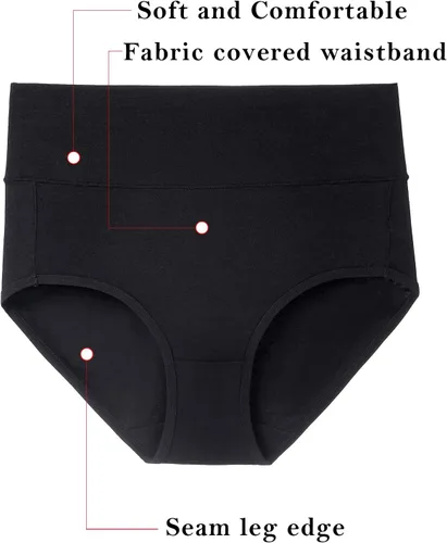 Miniatura 2 de K-CHEONY Women's Underwear, High Waist Cotton Breathable Full Coverage Panties Brief Multipack Regular and Plus
