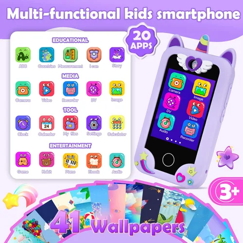 Miniatura 2 de Teléfono inteligente para niños para niñas, teléfono de juguete con cámara para niños de 3, 4, 5, 6, 8 años, regalos de cumpleaños de Navidad