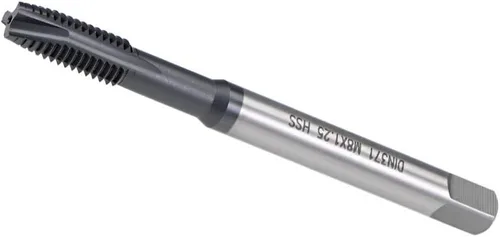 Miniatura 3 de uxcell Grifo roscado de punta espiral M8 x 1.25, tolerancia H2 de acero de alta velocidad recubierto TICN, vástago redondo con extremo cuadrado