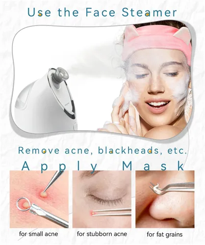 Miniatura 3 de Kingsmile Vaporizador facial, vaporizador facial 3 en 1 para cara, nanovaporizador compacto con aromaterapia, humidificador facial, boquilla