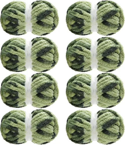 Miniatura 11 de MABOZOO Hilo Grueso Tie Dye para Tejer a Ganchillo Paquete de 8, Hilo de Chenilla Jumbo Esponjoso, Hilo de Felpa Suave Voluminoso, Hilo Gigante