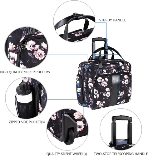Miniatura 5 de KROSER - Maletín de Ordenador Portátil con Ruedas Premium, Bolsa de Ordenador Portátil de 15.6 Pulgadas, Bolso de Viaje Nocturno con Bolsillos RFID