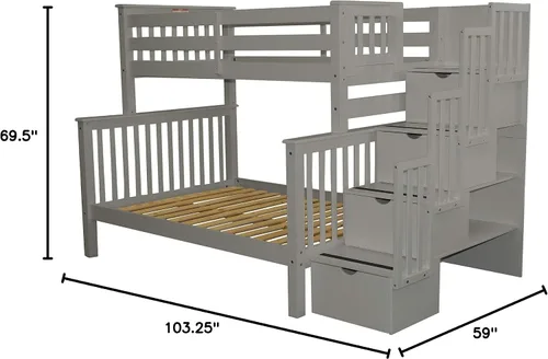 Miniatura 2 de Bedz King Literas de escalera de tamaño individual sobre matrimonial con 4 cajones en los escalones, color cereza oscuro