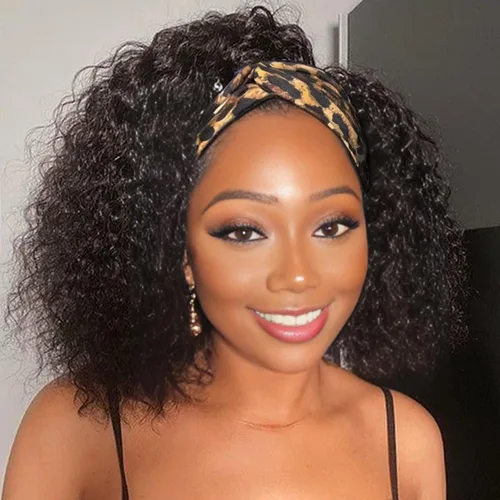 Miniatura 9 de Aiterina Peluca con Diadema de Cabello Humano Ombre con Mechas Rizado Peluca de Cabello Humano Pelugas con Diadema para Mujeres Negras Sin Encaje