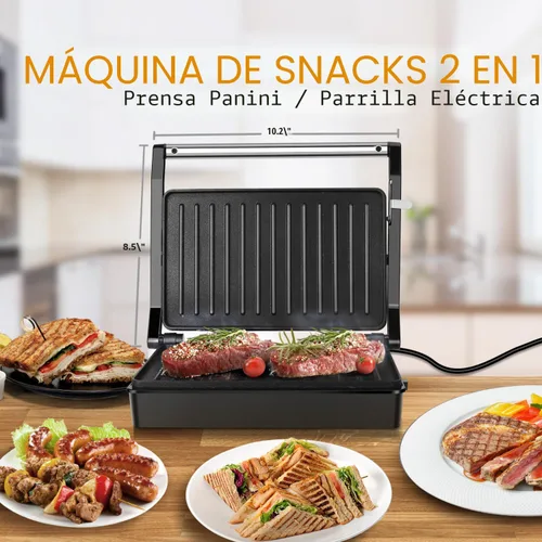 Miniatura 3 de Aigostar - Sandwichera Panini Press de 1000 W con placas revestidas antiadherentes, luz indicadora, tapa de bloqueo, mango de tacto fresco, parrilla
