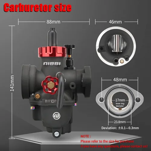 Miniatura 2 de Carburador NIBBI PE17 con kit de filtros de aire de 48 mm, carburador PE17 mm FL para motocicleta Fit para Dirt Bike de 100 cc 110 cc Pit Bike