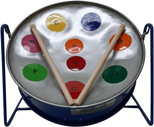 Miniatura 3 de Steelpan en miniatura (tambor de acero) de 10 pulgadas de diámetro, 9 notas con instrucciones fáciles para principiantes (piratán arco iris)