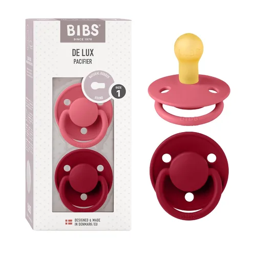 Miniatura 14 de BIBS De Lux - Paquete de 2 chupetes para bebé, fabricados en Dinamarca, chupete simulado sin BPA, pezón redondo. látex de goma natural, talla 1