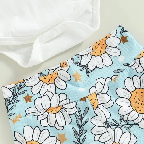 Miniatura 146 de Sejardin Ropa de verano para bebé y niña, recién nacida, manga corta, con letras, mameluco elástico con diadema
