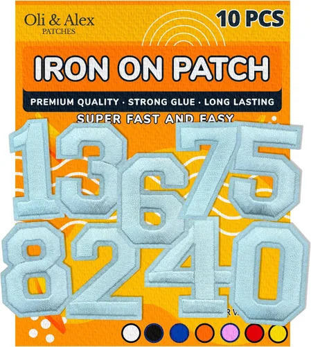 Miniatura 17 de Oli and Alex Parches para planchar de 2.4 pulgadas – 10 piezas de parches de números para ropa – Super pegamento – No necesita coser – Parche