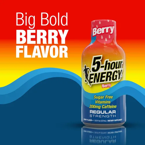 Miniatura 3 de 5-hour ENERGY Sabor a bayas, 30 unidades, inyección energética de 1.93 onzas líquidas, fuerza regular, aminoácidos, vitaminas B, sin azúcar y cero