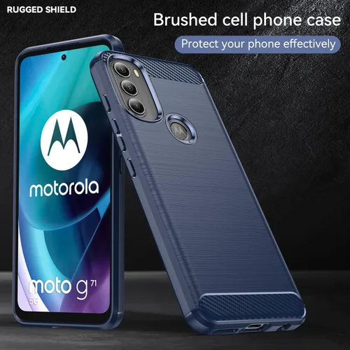 Miniatura 7 de Asuwish Funda para Motorola Moto G71 5G con protector de pantalla de vidrio templado y accesorios de celda de silicona TPU Slim Mobile Hybrid Azul