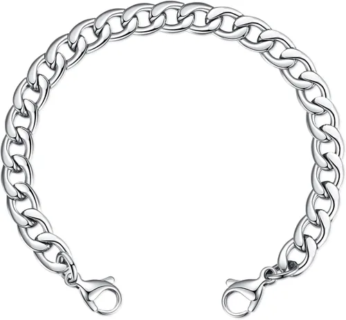 Miniatura 17 de LinnaLove Cadena intercambiable de acero inoxidable para pulseras de identificación de alerta médica para mujeres y hombres, No es una piedra