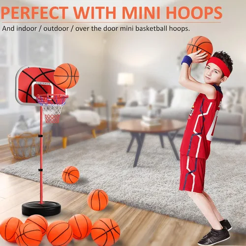 Miniatura 5 de 30 piezas de mini pelotas de baloncesto de 7 pulgadas a granel, juego pequeño de baloncesto con bomba, baloncesto pequeño de PVC para juegos de aro