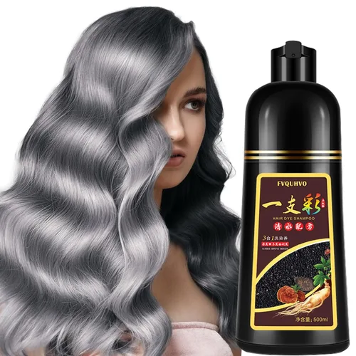 Yocisku Champú de tinte para el cabello gris plateado 3 en 1 para hombres y mujeres, tinte para cabello plateado, tinte natural para uso doméstico