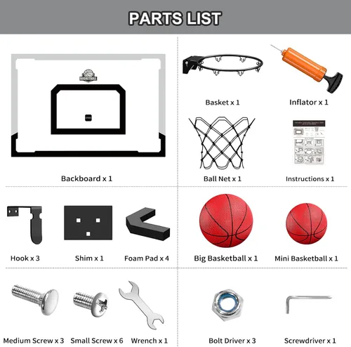 Miniatura 8 de HYES Aro de baloncesto grande de 24" x 16" pulgadas para interiores para adultos, aro de baloncesto sobre la puerta con tablero resistente, juguetes