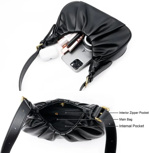 Miniatura 4 de Bolso bandolera de cuero pequeño para mujer, bolso vintage chic de nube hobo