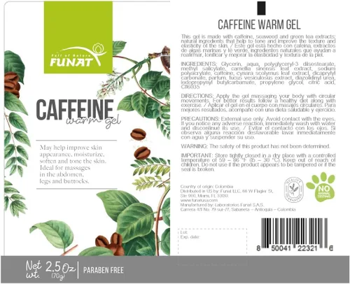 Miniatura 2 de FUNAT Gel cálido con cafeína con algas marinas, alcachofa, té verde y extractos de cafeína, gel de masaje revitalizante para la piel (8.8 onzas)