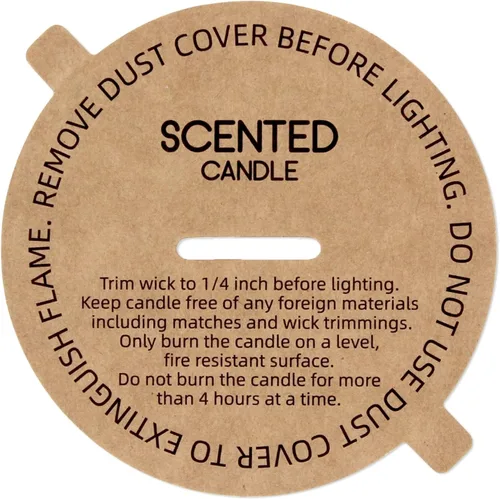 CandMak Cubiertas antipolvo para velas, 160 piezas impresas de papel kraft con tapa antipolvo con lengüeta para hacer velas (3.125 pulgadas)