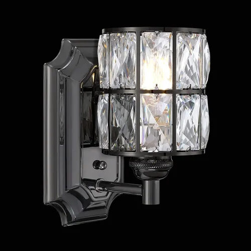 Miniatura 2 de Paquete de 2 lámparas de pared de cristal con acabado negro, lámpara de pared de estilo moderno y conciso, pantalla de cristal poliédrico para baño