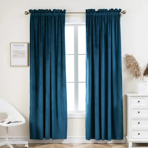 Miniatura 14 de PLEASANT BOULEVARD Cortinas de terciopelo [2 paneles] elegantes para sala de estar, dormitorio, cuarto de bebé, cortinas para oscurecer
