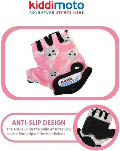 Miniatura 7 de Kiddimoto Guantes de bicicleta antideslizantes para niños y niñas, guantes de ciclismo sin dedos para niños de 2 a 8 años, guantes de ciclismo sin