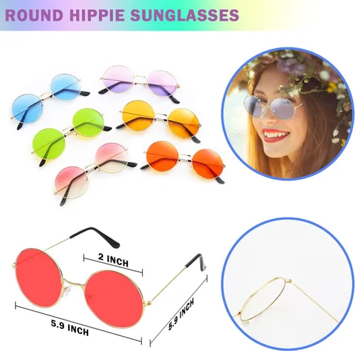 Miniatura 4 de BANBALLON 30 piezas de gafas de sol redondas de estilo hippie con diseño de margaritas y flores, pulseras de silicona para decoraciones de fiesta