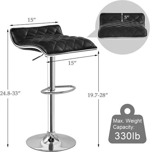 Miniatura 3 de VECELO Juego de 2 taburetes de bar ajustables, taburetes de altura de barra para encimera de cocina